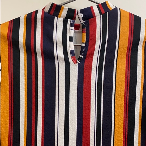 Girls Mock Neck Colorful Striped Dress - Picture 5 of 7